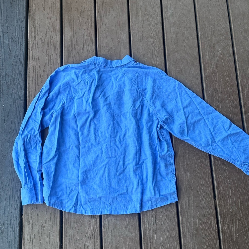 Universal Thread Blue Linen Women's Long Sleeve Adaptive Button-Down Shirt (XL) - Picture 10 of 10